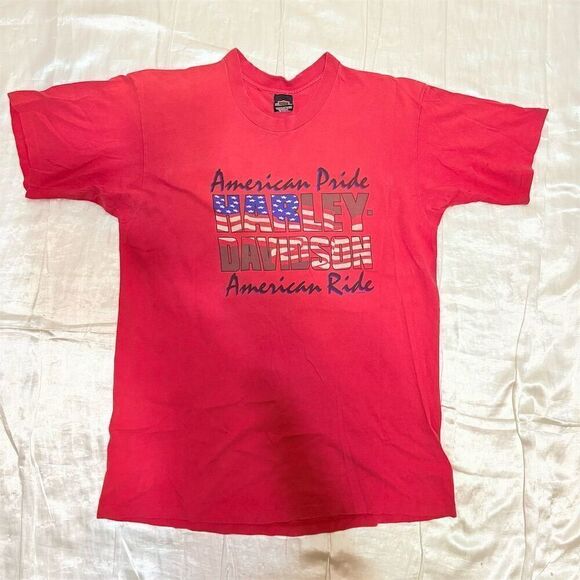 Vintage Harley Davidson Men's American Pride Red Graphic T-Shirt Size‎ XL - Picture 1 of 13